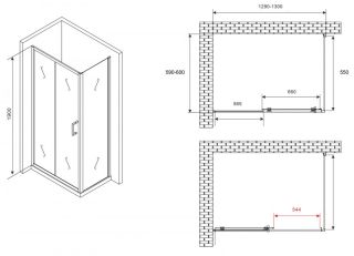 Душевой уголок ABBER Schwarzer Diamant AG30130B5-S60B5 130x60см чёрный